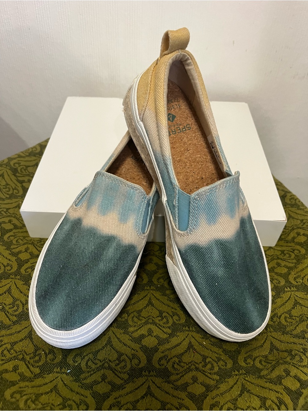 Sperry Women’s Slip-On Tie-Dye Mules in Teal & Tan